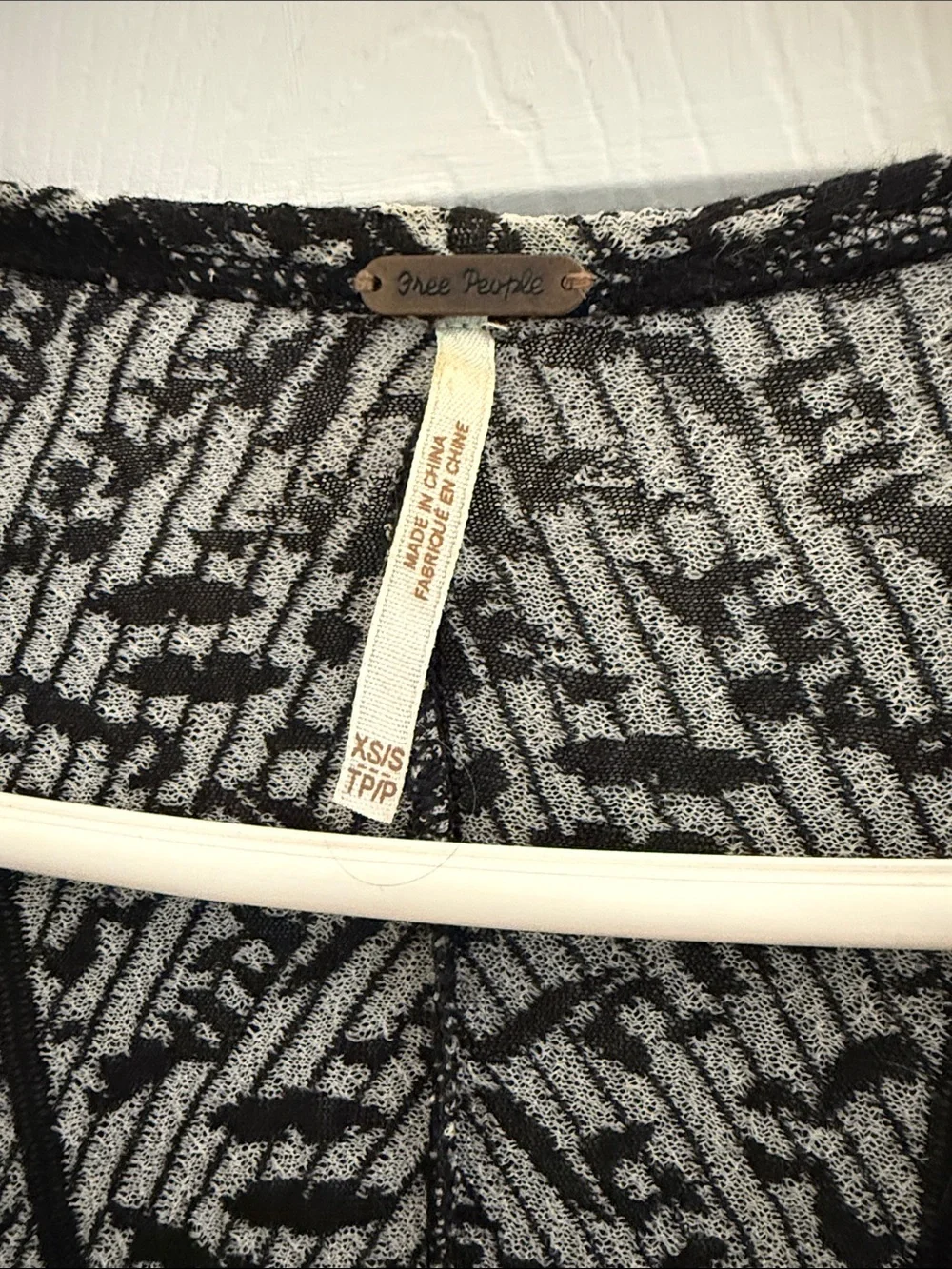 Free People Black and Gray Fringe Kimono